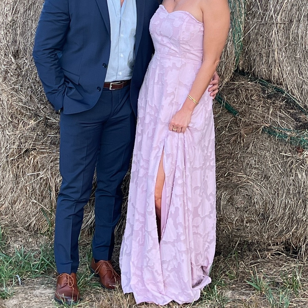 Lulu's Blush Pink Strapless Maxi Dress